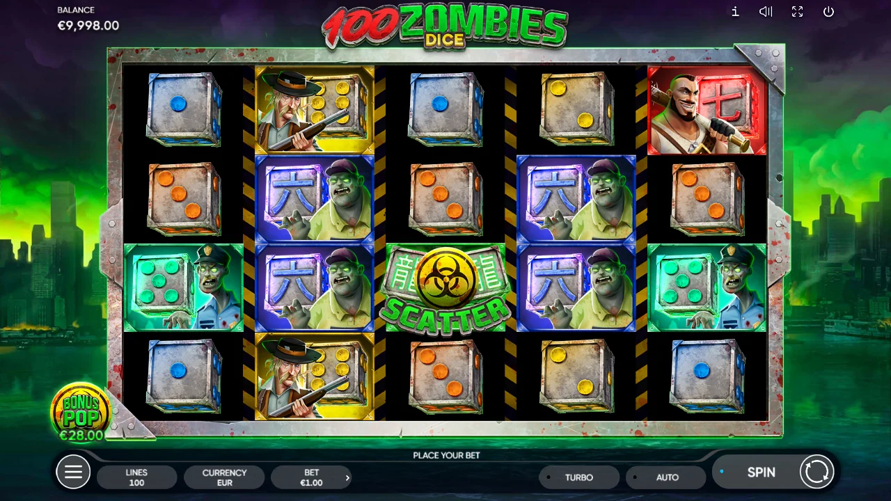 100 Zombies Dice — Grunnspillet med hjulene i ro