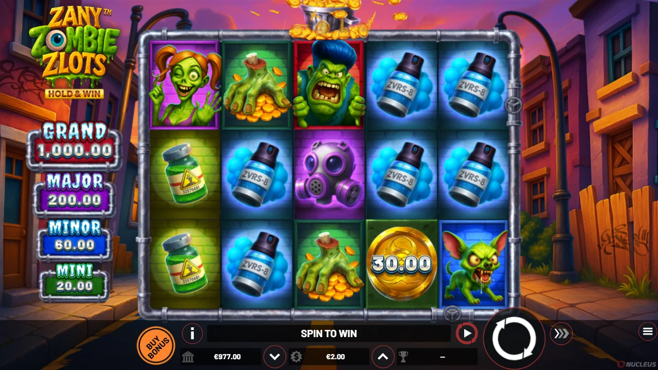 Zany Zombie Zlots — Grunnspillet med hjulene i ro