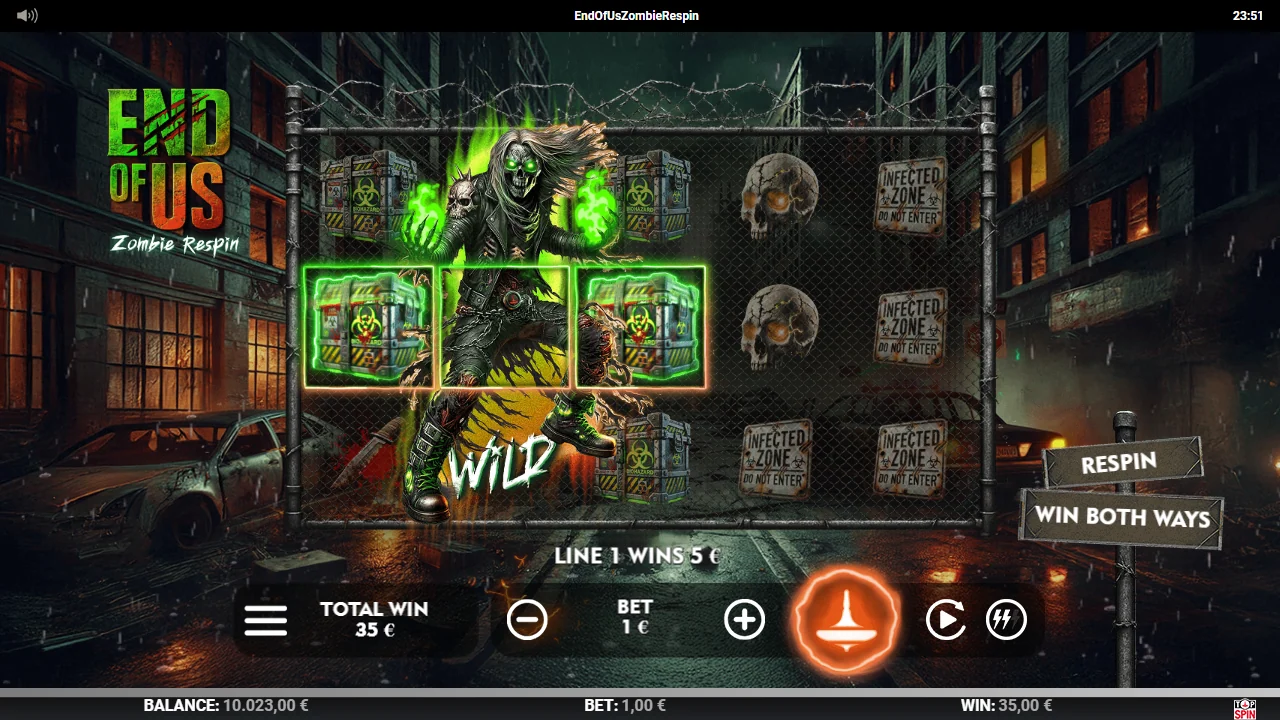 End of Us – Zombie Respin — En gevinstkombinasjon avregnes